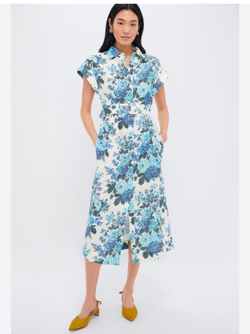 Tuckernuck Floral Button-Front Midi Chloe Dress in Wild Zinnear